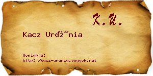 Kacz Uránia névjegykártya